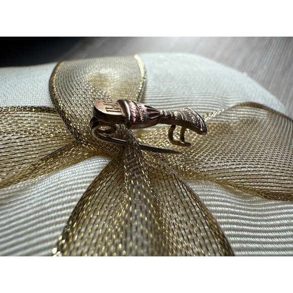 Vintage Italian Gold Chalice Pin Brooch With IHS Inscription - Teenie Tiny - Picture 4 of 10